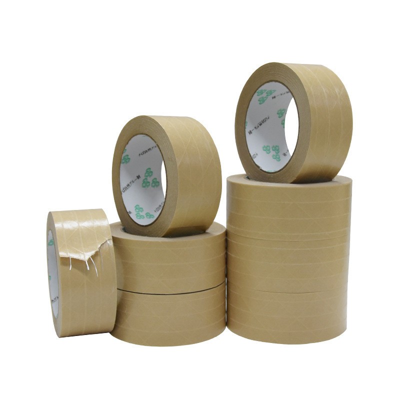 Natural rubber glue self adhesive reinforced kraft paper package tape