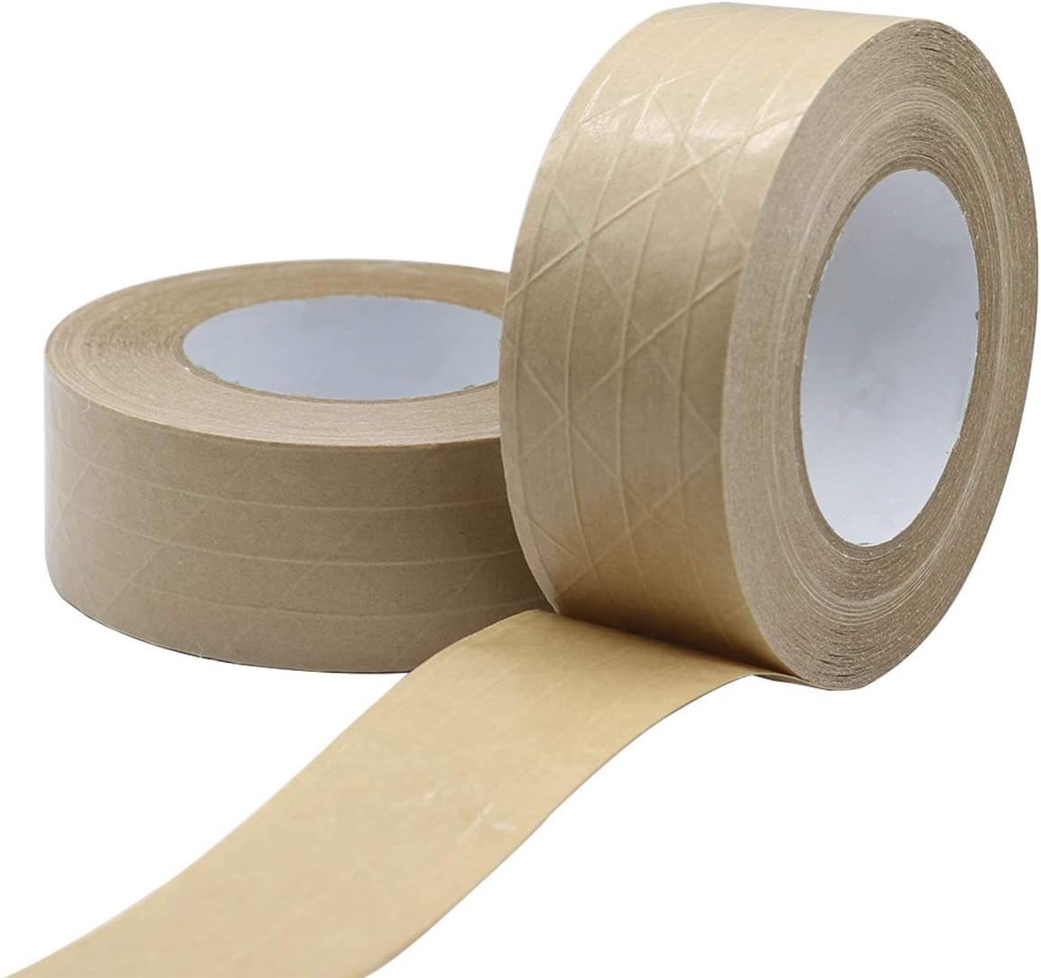 Natural rubber glue self adhesive reinforced kraft paper package tape