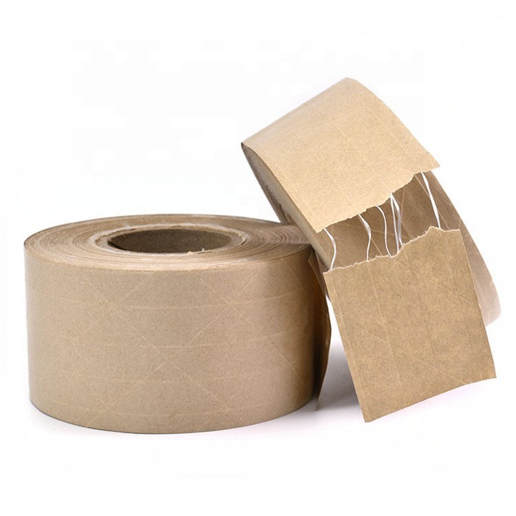 Self Adhesive Fiber Reinforced Crepe Kraft Gum Paper Packing Tape