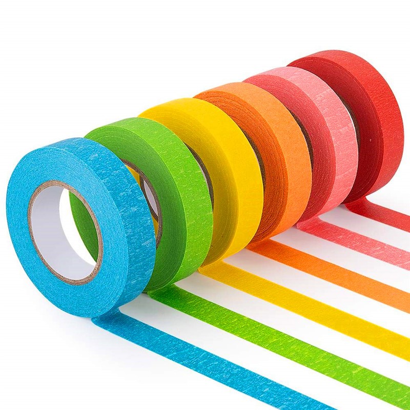 Low Adhesive Solvent - Based Acrylic Red Colorful Thin Masking Tape Crepe Paper